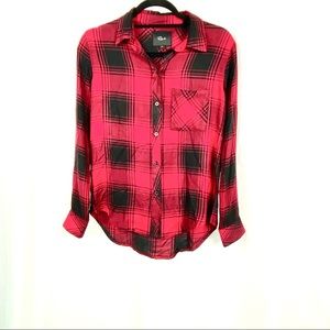 Rails  black and red long sleeve button down shirt